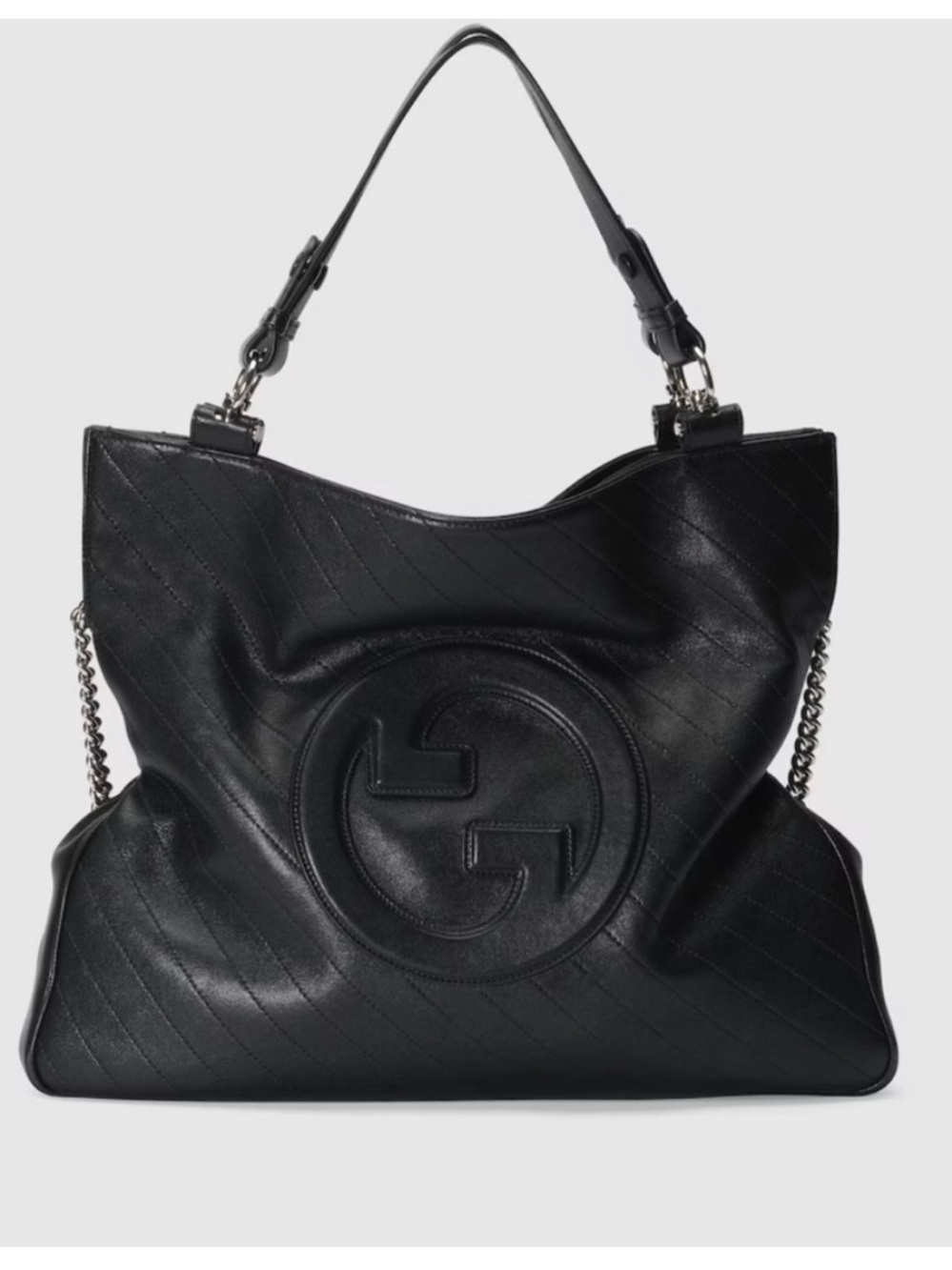 Gucci Black Quilted Leather Shoulder Bag with Chain Accents